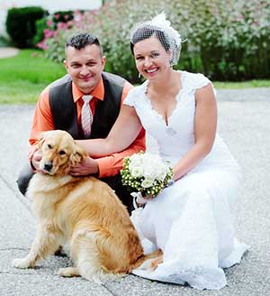 Happy bride & groom from our wedding venue in Jackson NH