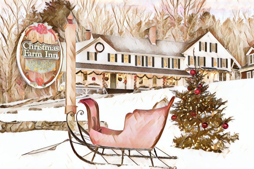 Main Inn with Sleigh Water Color